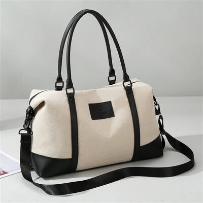 女士外出旅游包可套拉p杆箱行李箱附加包帆布撞色结实耐用出差旅