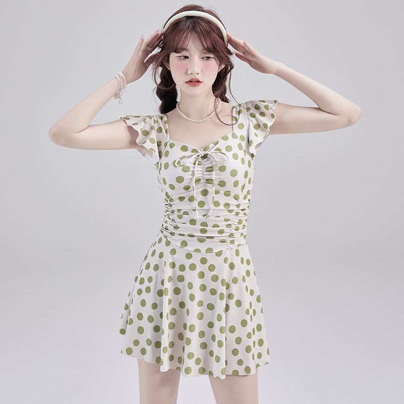 2025新款波点连体泳衣女高级感平角裙式遮肚显R瘦学生保守沙滩度,运动/瑜伽/健身/球迷用品,连体泳衣,淘宝优惠券,粉丝福利购,淘宝优惠卷