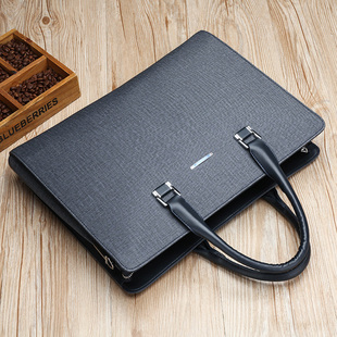 男士手提包横款男商务公文包单肩斜挎男包电脑文件U包大容量手拎