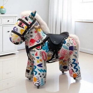 法式儿童滑行木马网红小马凳摇摇椅可移动小马驹带轮落地摆件礼物