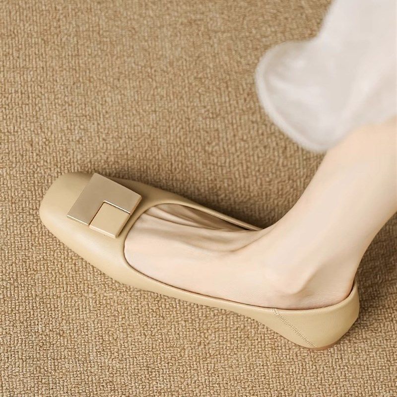 平底单鞋女2024春秋r新款奶奶鞋晚晚鞋工作软皮温柔仙女豆豆鞋,女鞋,浅口单鞋,淘宝优惠券,粉丝福利购,淘宝优惠卷