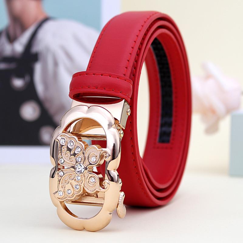 新品女款皮带时尚韩版百搭真皮自动扣腰带女装饰牛仔裤夏季休闲裤