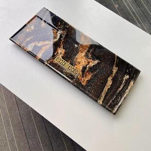 新品以里安天然黄金丝绸奢石茶盘高端石材大理石排水茶台石头简约