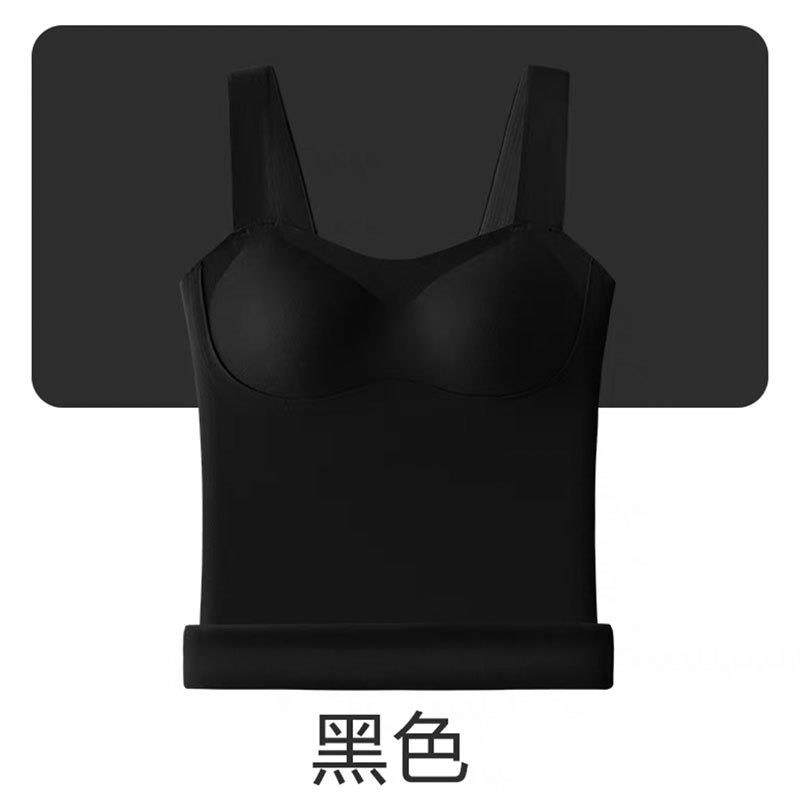 保暖背心女款带胸垫免穿文胸一体式无痕加绒德发热内衣吊带上衣冬
