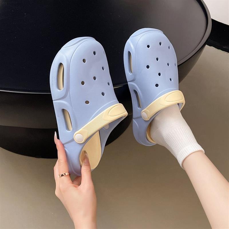 新品可爱简约厚底洞洞鞋女
