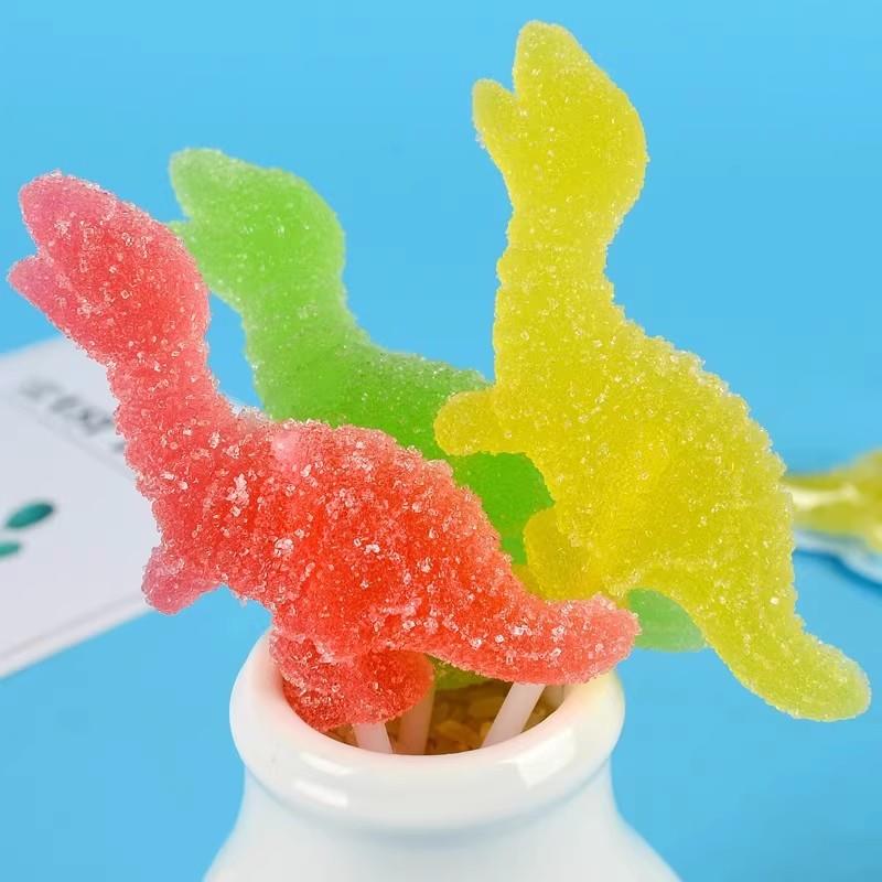 六一节创意卡通可爱恐龙软糖棒棒糖果味维C果汁软糖幼儿园小零食