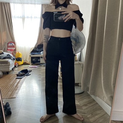 梨形专攻)啥也k不说,王炸。。黑色显瘦长裤春初夏秋新款