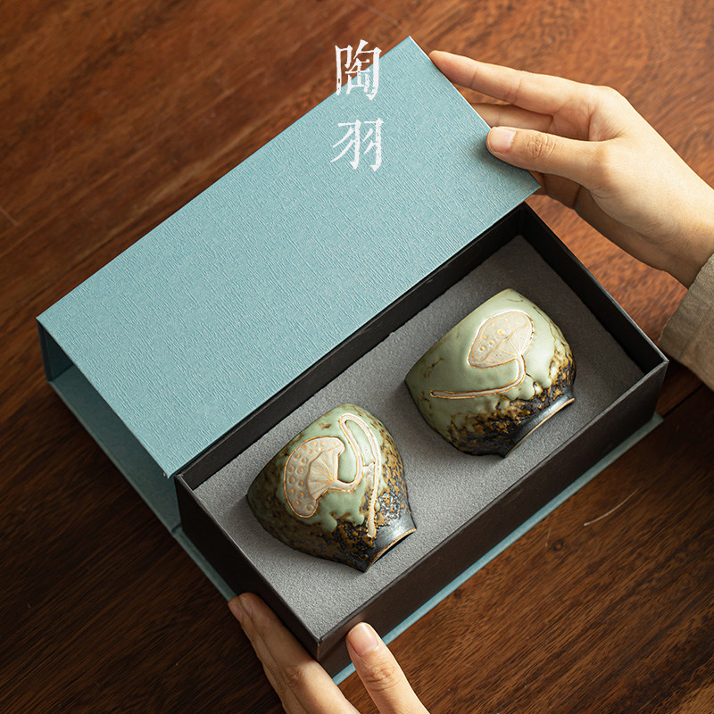 莲蓬情侣对杯主人杯陶瓷岩生釉茶杯小品茗杯仿古T窑变功夫茶具杯