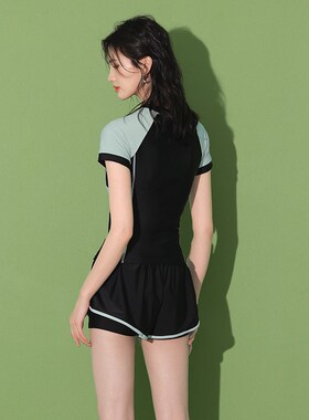 分体泳衣女202k5新款爆款显瘦遮肚保守游泳馆平角运动游泳装女