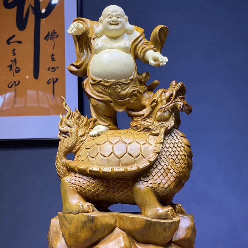 香樟木木雕根雕弥勒佛佛像五福临门居办公客厅玄关摆件支持定制