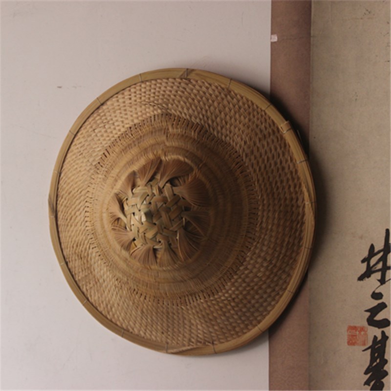手工编织斗笠帽竹制品竹编防晒钓鱼帽防雨竹斗笠灯罩装饰舞台表演