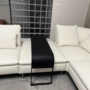 轻奢沙发手边桌几客厅轻奢家用小茶几高级感碳钢架皮质跨几可移动