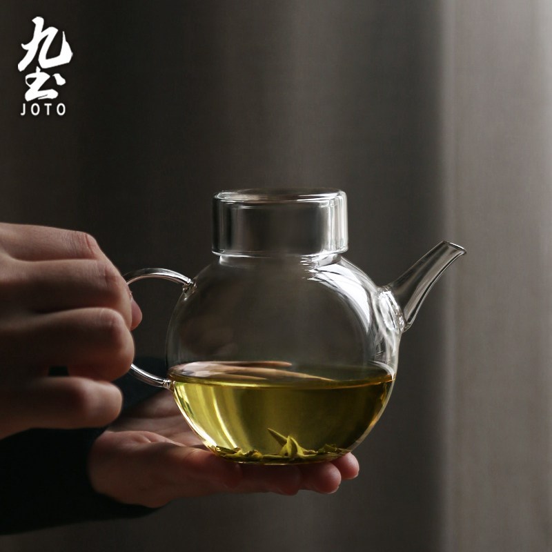 九土玻璃泡茶壶一人家用小茶壶耐高温煮茶壶透明花茶壶加厚茶具