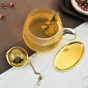 金色吊链茶球304不锈钢创意链子茶滤茶叶过滤婚庆礼品办公泡茶器
