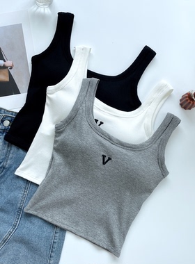 夏季韩版时尚百搭女吊带背心带胸垫内搭外穿修身显瘦短款美背上衣