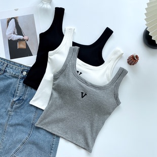 夏季韩版时尚百搭女吊带背心带胸垫内搭外穿修身显瘦短款美背上衣