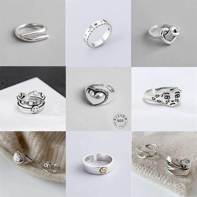 Genuine New Sterling Silvexr Rings for Women 2 layered black