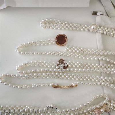 Elastic pegarl belt versatile pearl fashion Rhinestone Belt