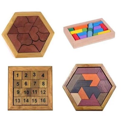 Wooden Board Puzzle Kids Educational Math TangraTm Puzzles G