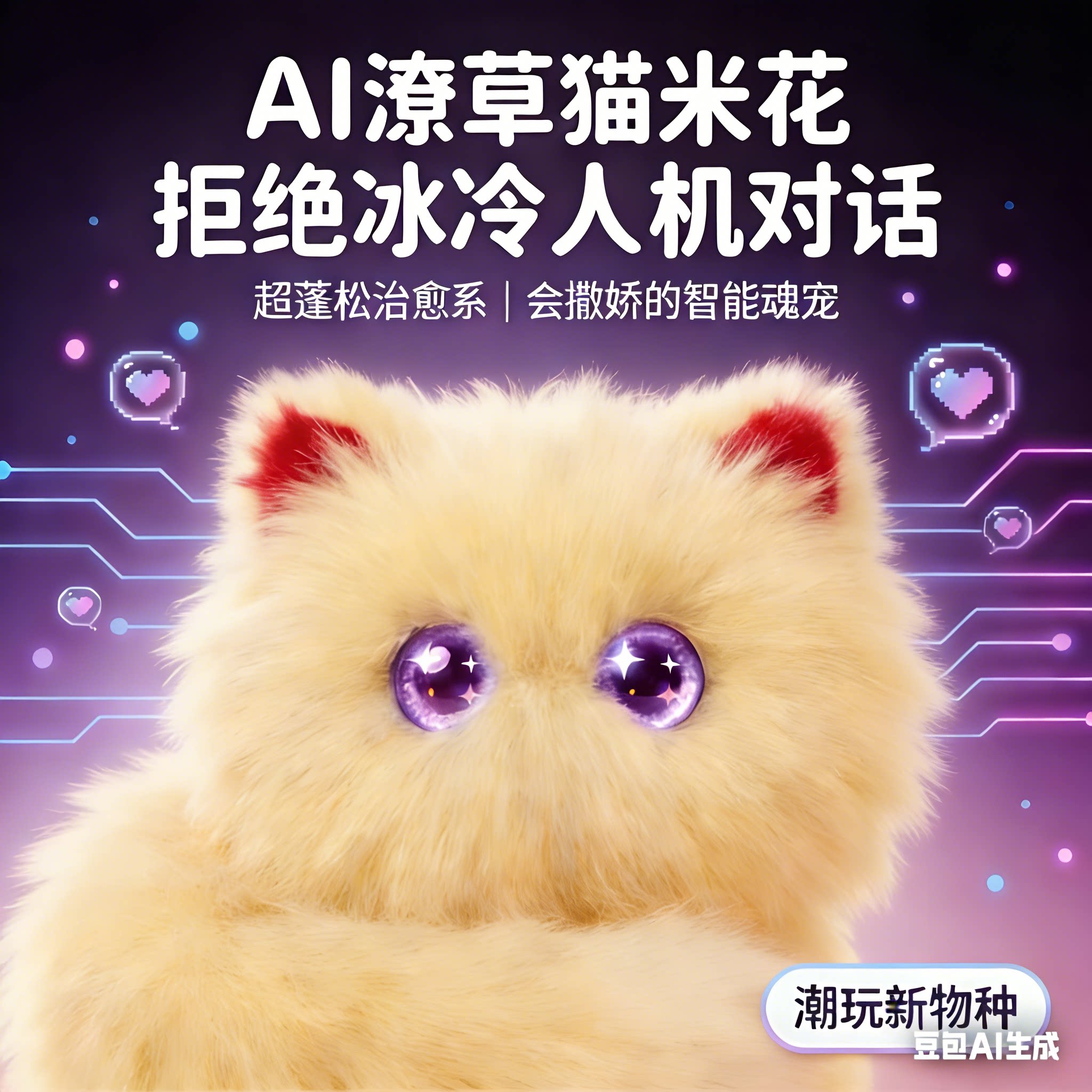 潦草猫 AI情感陪伴机器人 智能对话毛绒AI玩具deepseek豆包机器人