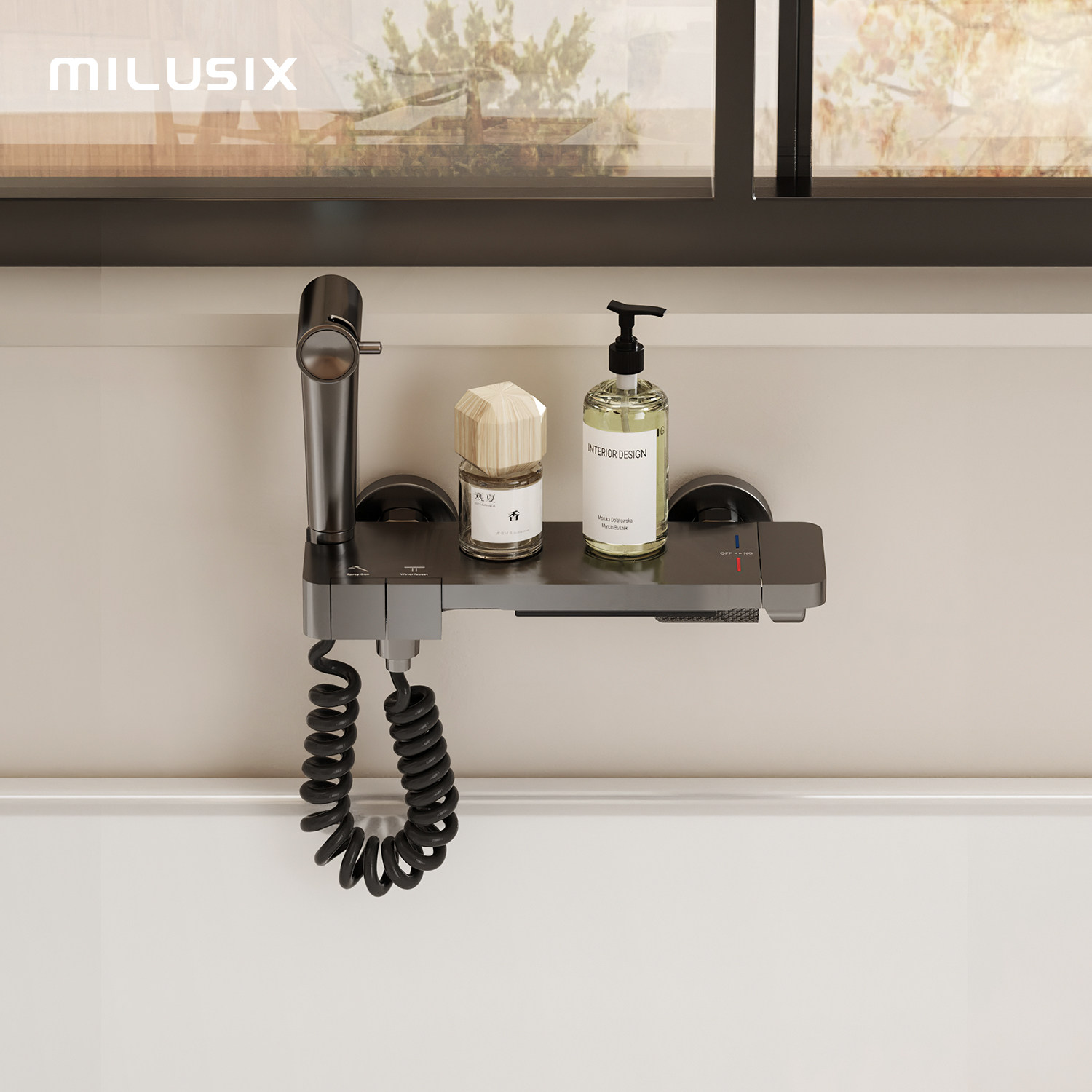 MILUSIX全铜入墙冷热喷枪龙头