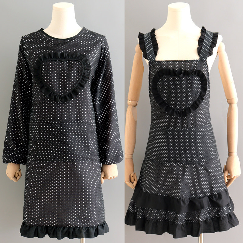 韩版时尚日系新款洋气围裙长袖家用做饭女罩衣工作服耐磨波点上班,家庭/个人清洁工具,围裙,淘宝优惠券,粉丝福利购,淘宝优惠卷