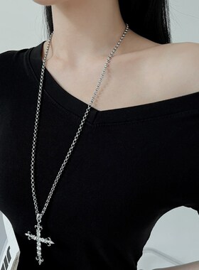 复古十字架项链长款甜酷辣妹风Y2K锁骨链女高级感个性小众配饰男