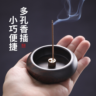 木质线香炉家用客厅茶室香插香座香托禅意茶室薰香炉摆件 创意个性