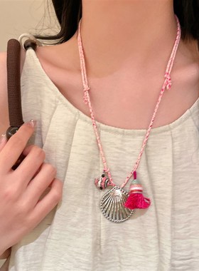 海底世界~夏天海星贝壳吊坠项链女长款挂绳毛衣链配裙子装饰配饰