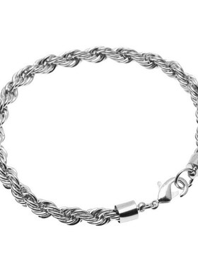 hiphop嘻哈麻花手链 钛钢麻绳假金链子 网红装逼男女手链 不掉色