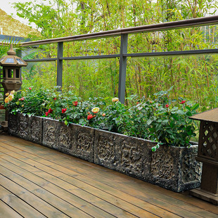 陋石坊大号花盆长方形庭院家用仿石盆创意蔬菜专用种植箱楼顶花箱