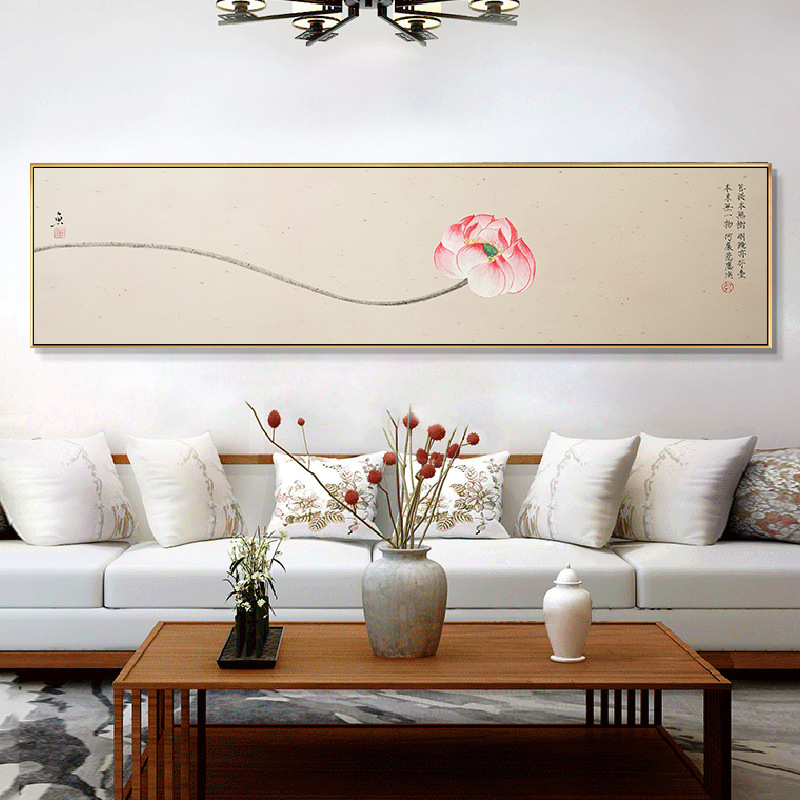 新中式客厅装饰画卧室床头荷花水墨挂画沙发背景墙画书房茶室壁画