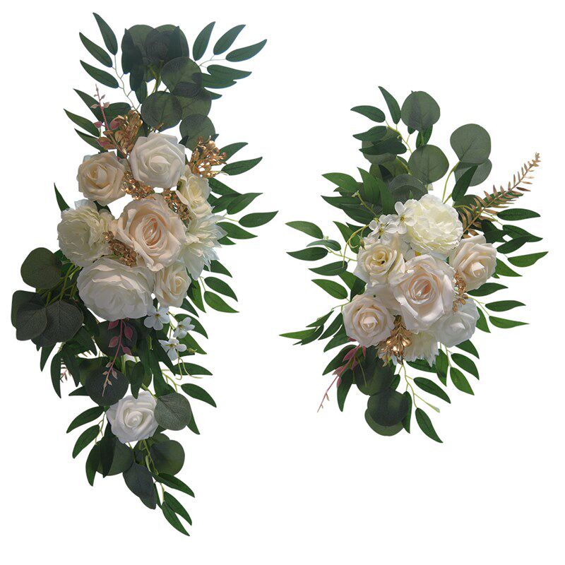 097玫瑰拱门花婚礼水牌花迎宾门楣花仿真花排婚庆装饰 婚礼装饰花