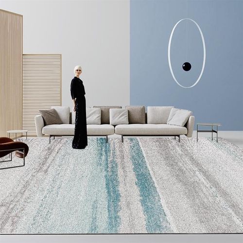 【】轻奢水墨渲染地中海样板间客厅茶几地毯卧室床边地毯地垫