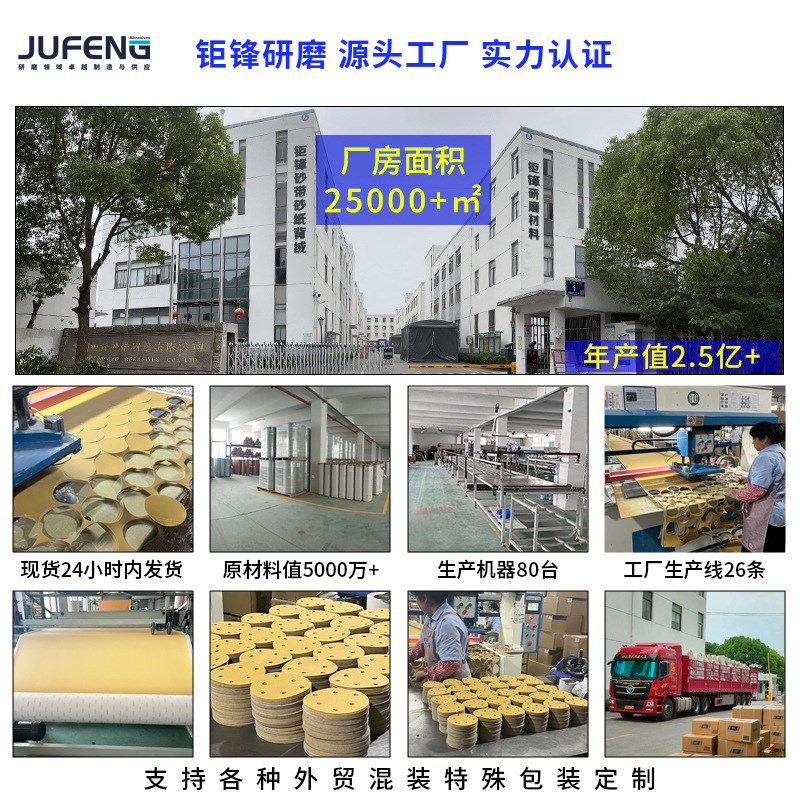 黄砂干磨砂纸汽车原子灰打磨圆盘砂碟漆面抛光植绒砂纸片