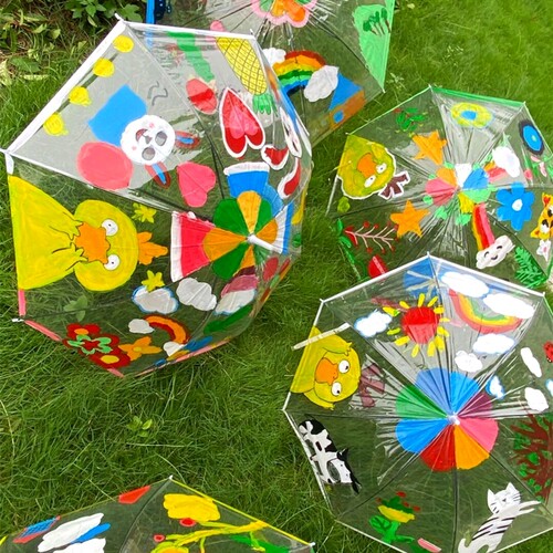 儿童绘画diy透明n雨伞手绘空白色幼儿园活动手工涂鸦彩绘网红小伞