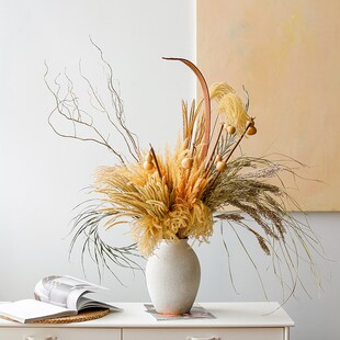 天然金色芦苇干花花束高级感y葫芦龙柳干枝侘寂风民宿软装落地摆