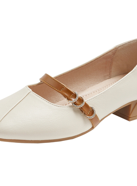 鞋子女2021夏季新款爆款平底粗C跟单鞋休闲奶奶鞋学生百搭豆豆鞋