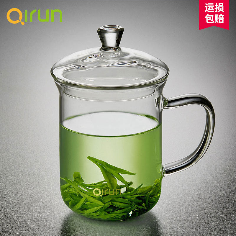 玻璃杯茶水分e离茶道杯个人专用办公带把带盖会议花茶绿茶泡茶杯
