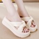 一字拖女2025夏季 女 休闲拖鞋 新款 百搭潮流妈C妈凉拖厚底增高时尚