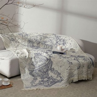 四层纱布盖毯全棉毛巾被沙发巾时尚个性星空S马流苏柔软休闲毯