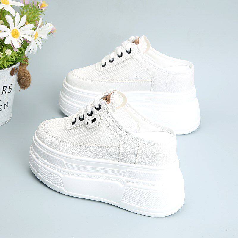 内增高10cm包头半拖o鞋女外穿2024新款松糕厚底小个子一脚蹬懒人