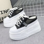 包头半拖鞋 女外穿超高跟1t2公分内增高厚底一脚蹬无后跟懒人鞋 凉