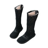 2025新款 平跟软底高筒靴凉靴长筒 B森系女鞋 夏季 网面透气镂空凉鞋