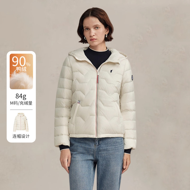 POLOWALK女式轻薄羽绒服2025冬季新品90鸭绒百搭连帽保暖羽绒外套图片