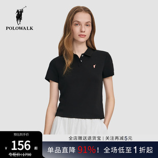 修身 2025夏季 新品 上衣 百搭T恤潮流女装 短袖 POLOWALK女式 POLO衫