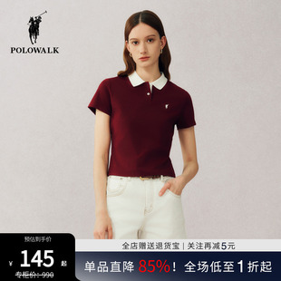 撞色小个子t恤百搭韩版 POLOWALK短袖 2025春夏新品 POLO衫 上衣 女式