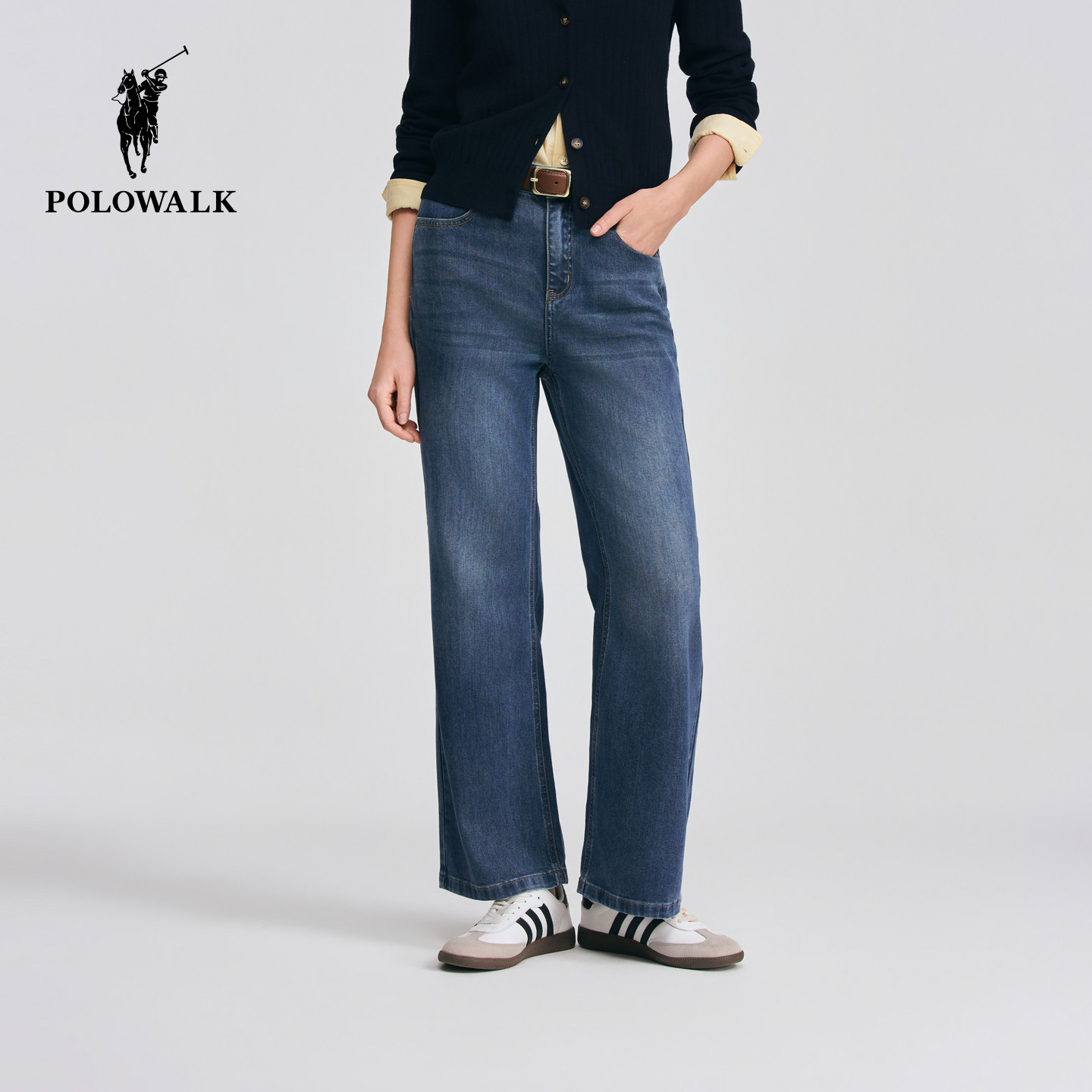 POLOWALK女式牛仔裤2026春夏裤新品经典复古直筒显瘦百搭牛仔长裤