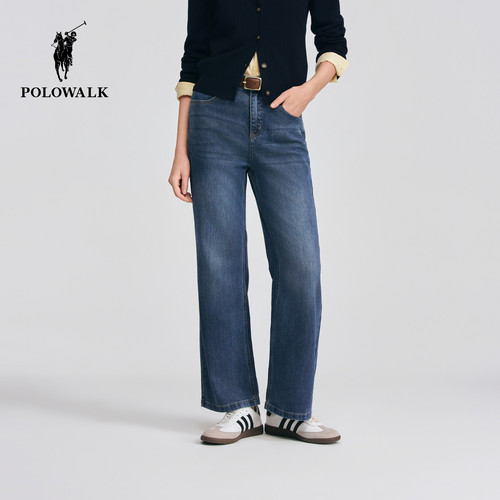 POLOWALK女式牛仔裤2026春夏裤新品经典复古直筒显瘦百搭牛仔长裤