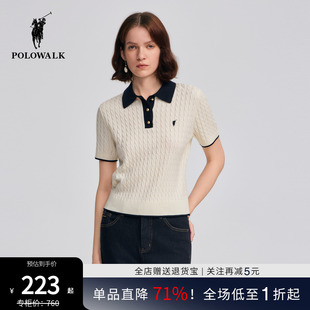 女式 2025秋季 女款 POLOWALK女装 polo领针织短袖 短袖 新品 针织衫